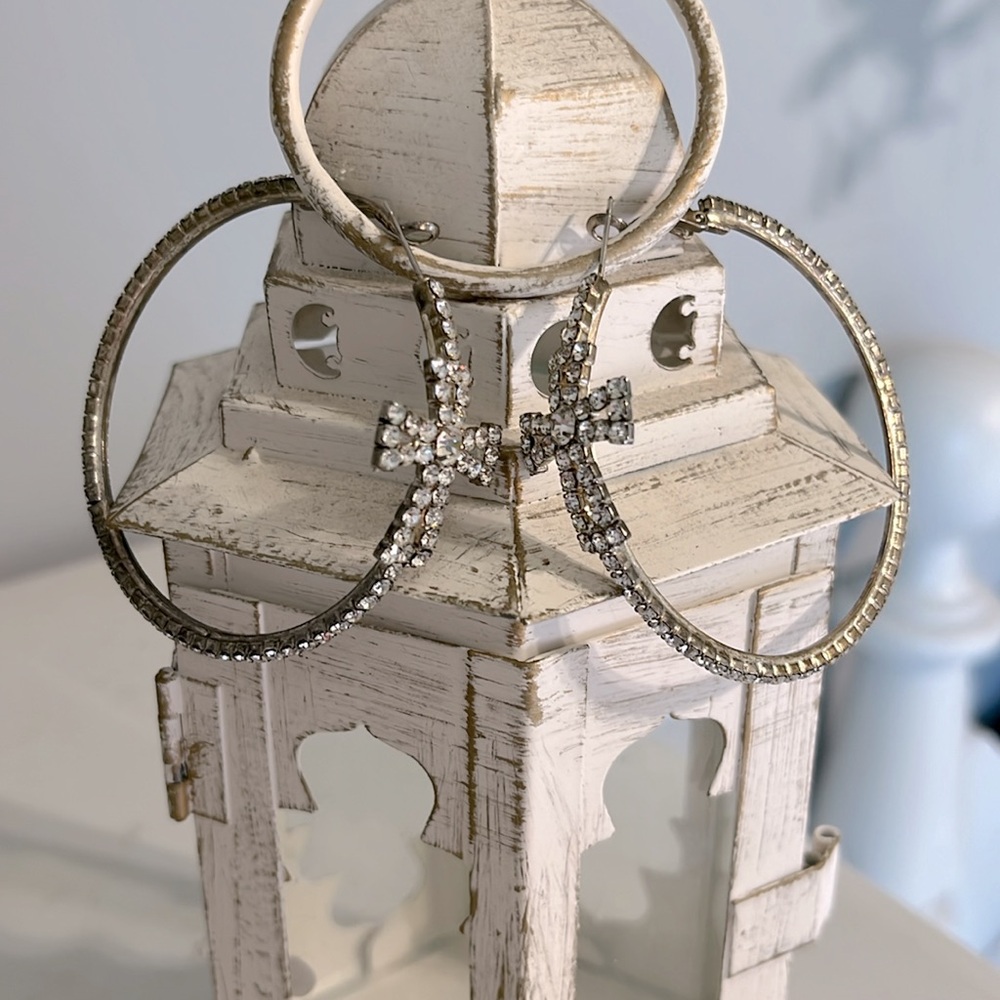 Big Rhinestone Cross Loops - Picture 4 of 11